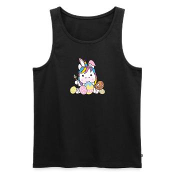 happy easter süßes Einhorn Ostern mit Ostereiern - Männer Premium Bio Tank Top - Schwarz - Vorne - Michal (187cm)