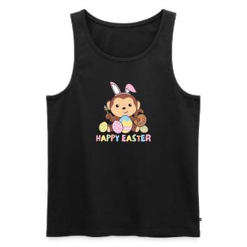 happy easter sweet monkey Easter with Easter eggs - Men's Premium Organic Tank Top - black - Front - AI Model Male 178 light (178cm)