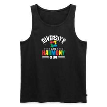 autism awareness month puzzel musik herz - Männer Premium Bio Tank Top - Schwarz - Vorne - AI Model Male 178 light (178cm)