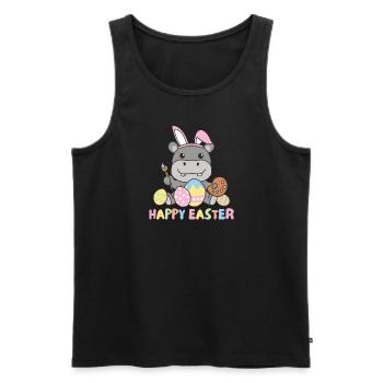 happy easter süßes Hippo Ostern mit Ostereiern - Männer Premium Bio Tank Top - Schwarz - Vorne - Michal (187cm)