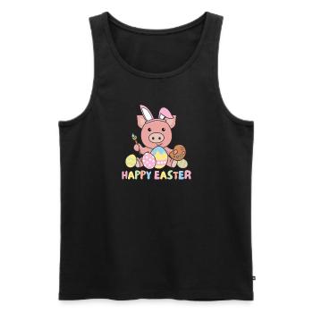 joyeux cochon de Pâques sucré Pâques avec des œufs de Pâques - Débardeur bio Premium Homme - noir - Devant - Michal (187cm)