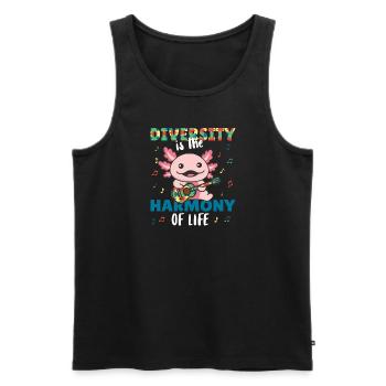 autism awareness month puzzel musik axolotl - Männer Premium Bio Tank Top - Schwarz - Vorne - AI Model Male 178 light (178cm)