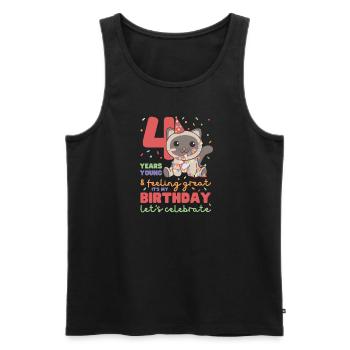 4th birthday cat children four years old - Men's Premium Organic Tank Top - black - Front - Michal (187cm)