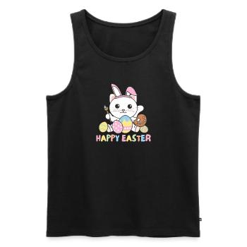 happy easter cute cat Easter with Easter eggs - Men's Premium Organic Tank Top - black - Front - Michal (187cm)