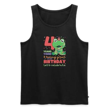 Grenouille pour 4ème anniversaire Enfants de quatre ans - Débardeur bio Premium Homme - noir - Devant - AI Model Male 178 light (178cm)