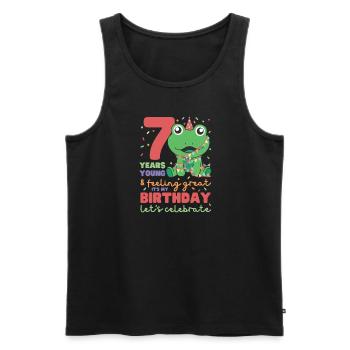 Grenouille pour 7e anniversaire Enfants de sept ans - Débardeur bio Premium Homme - noir - Devant - AI Model Male 178 light (178cm)