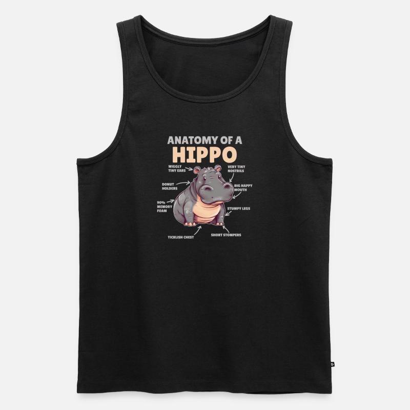 Explication de l’hippopotame doux Anatomie d’un hippopotame - Débardeur bio Premium Homme - noir