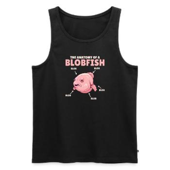 Blobfish Explication Anatomie d’un Blobfish - Débardeur bio Premium Homme - noir - Devant - Michal (187cm)