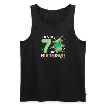 Drache zum 7. Geburtstag Kinder sieben Jahre alt - Männer Premium Bio Tank Top - Schwarz - Vorne - Michal (187cm)