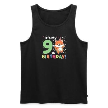 Fuchs zum 9. Geburtstag Kinder neun Jahre alt - Männer Premium Bio Tank Top - Schwarz - Vorne - AI Model Male 178 light (178cm)
