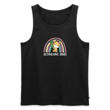 Schulkind 2023 Einschulung Giraffe Schule - Männer Premium Bio Tank Top - Schwarz - Vorne - Michal (187cm)
