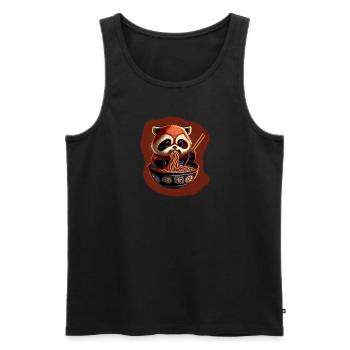 Mais d’abord ramen panda rouge sucré mange ramen - Débardeur bio Premium Homme - noir - Devant - Michal (187cm)