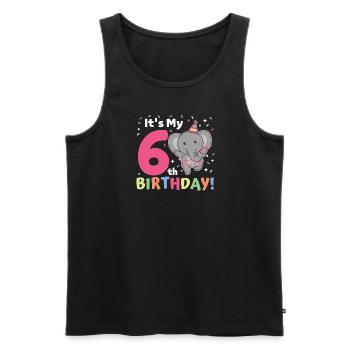 Éléphant pour 6e anniversaire Enfants de six ans - Débardeur bio Premium Homme - noir - Devant - Michal (187cm)