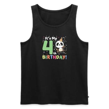 Panda for 4th birthday children four years old - Men's Premium Organic Tank Top - black - Front - Michal (187cm)