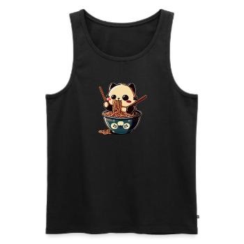 But first ramen cute cat eats ramen - Men's Premium Organic Tank Top - black - Front - Michal (187cm)