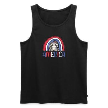 4 juillet American Raccoon for Kids USA - Débardeur bio Premium Homme - noir - Devant - AI Model Male 178 light (178cm)