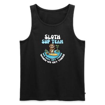 Sloth SUP Team amusant paresseux pagayant - Débardeur bio Premium Homme - noir - Devant - Michal (187cm)