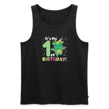Drache zum 1. Geburtstag für Kinder ein Jahr alt - Männer Premium Bio Tank Top - Schwarz - Vorne - Michal (187cm)