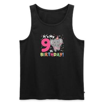 Eléphant pour les enfants de 9e anniversaire de neuf ans - Débardeur bio Premium Homme - noir - Devant - Michal (187cm)