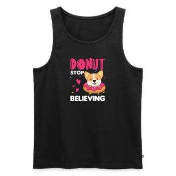 Cute Corgi funny animals in donut pun pink - Men's Premium Organic Tank Top - black - Front - Michal (187cm)