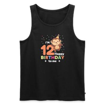Monkey for the 12th birthday for children twelve years old - Men's Premium Organic Tank Top - black - Front - AI Model Male 178 light (178cm)