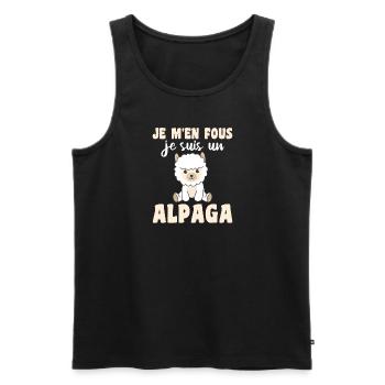 Je m'en fous je suis un alpaga - süßes Alpaka - Männer Premium Bio Tank Top - Schwarz - Vorne - Michal (187cm)