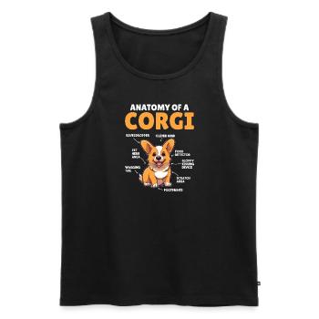 Explication du chien Anatomie d’un Corgi - Débardeur bio Premium Homme - noir - Devant - Michal (187cm)