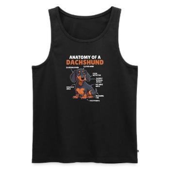 Explication du chien Anatomie d’un teckel - Débardeur bio Premium Homme - noir - Devant - Michal (187cm)