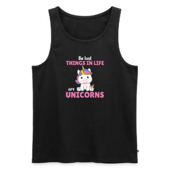 The best things in life are unicorns cute animal - Men's Premium Organic Tank Top - black - Front - AI Model Male 178 light (178cm)