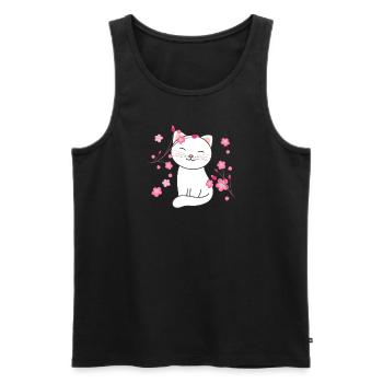 Chat animaux mignons pour enfants kawaii - Débardeur bio Premium Homme - noir - Devant - AI Model Male 178 light (178cm)