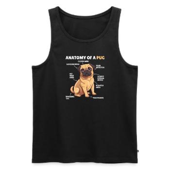Explication du chien Anatomie d’un carlin - Débardeur bio Premium Homme - noir - Devant - Michal (187cm)