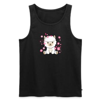 Alpaga animaux mignons pour enfants Kawaii - Débardeur bio Premium Homme - noir - Devant - Michal (187cm)