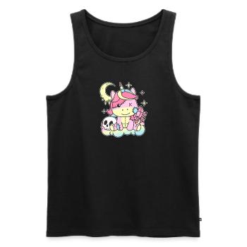 Kawaii Gothic Unicorn Pastel Gothic Goth - Débardeur bio Premium Homme - noir - Devant - AI Model Male 178 light (178cm)