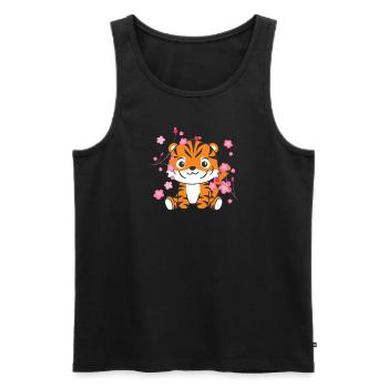 Tigre animaux mignons pour enfants kawaii - Débardeur bio Premium Homme - noir - Devant - Michal (187cm)