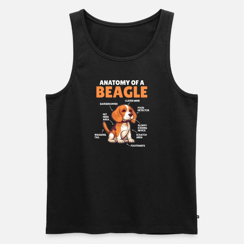 Explication du chien Anatomie d’un beagle - Débardeur bio Premium Homme - noir