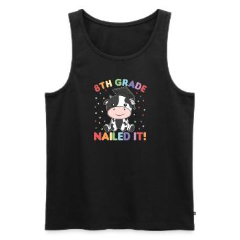 Kids 8th Grade nailed it cow graduation - Men's Premium Organic Tank Top - black - Front - Michal (187cm)