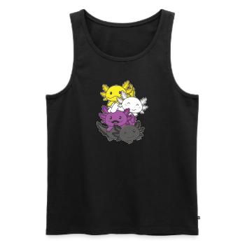 Nonbinary Flag Pride LGBTQ Mignon Axolotl Pile - Débardeur bio Premium Homme - noir - Devant - Michal (187cm)