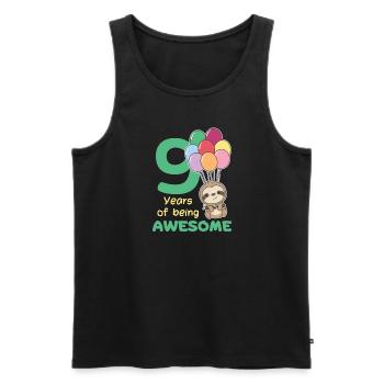 Faultier zum 9. Geburtstag Kinder neun Jahre alt - Männer Premium Bio Tank Top - Schwarz - Vorne - Michal (187cm)