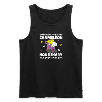 Nonbinary Chameleon Flag Pride LGBTQ Non Binary - Men's Premium Organic Tank Top - black - Front - AI Model Male 178 light (178cm)