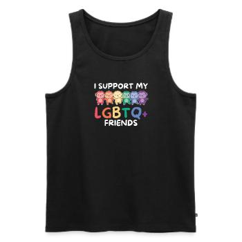 Drapeau arc-en-ciel Gay Pride LGBTQ Singe - Débardeur bio Premium Homme - noir - Devant - Michal (187cm)