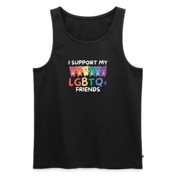 Rainbow Flag Gay Pride LGBTQ Bear - Men's Premium Organic Tank Top - black - Front - Michal (187cm)