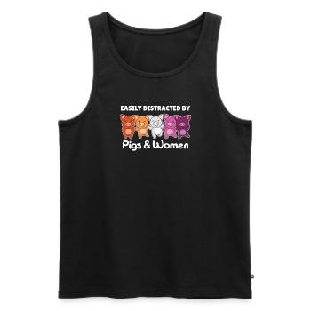 Drapeau lesbien Pride LGBTQ Cochon mignon - Débardeur bio Premium Homme - noir - Devant - Michal (187cm)