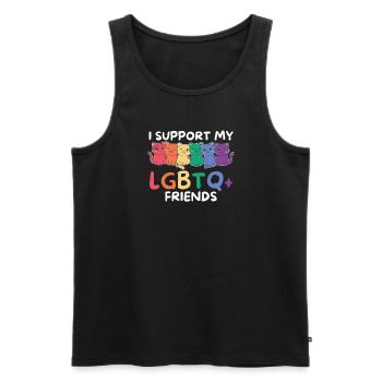 Rainbow Flag Gay Pride LGBTQ Katze - Männer Premium Bio Tank Top - Schwarz - Vorne - AI Model Male 178 light (178cm)