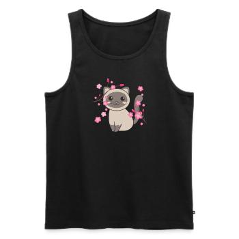 Chat animaux mignons pour enfants kawaii - Débardeur bio Premium Homme - noir - Devant - AI Model Male 178 light (178cm)