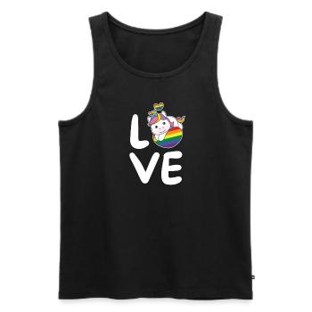 Regenbogen Flag Pride LGBTQ süßer Einhorn Love - Männer Premium Bio Tank Top - Schwarz - Vorne - Michal (187cm)