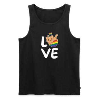 Regenbogen Flag Pride LGBTQ süßer Katze Love - Männer Premium Bio Tank Top - Schwarz - Vorne - Michal (187cm)