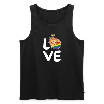 Rainbow Flag Pride LGBTQ Cute Triceratops Love - Men's Premium Organic Tank Top - black - Front - Michal (187cm)