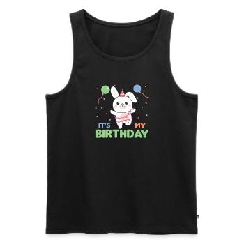 Lapin pour anniversaire pour les enfants c’est mon anniversaire - Débardeur bio Premium Homme - noir - Devant - Michal (187cm)