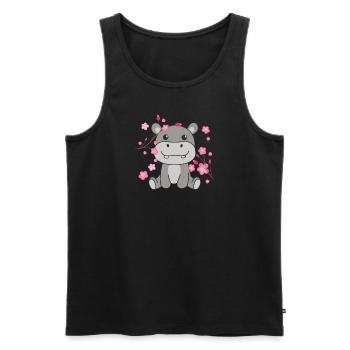 Hippopotame animaux mignons pour enfants Kawaii - Débardeur bio Premium Homme - noir - Devant - Michal (187cm)