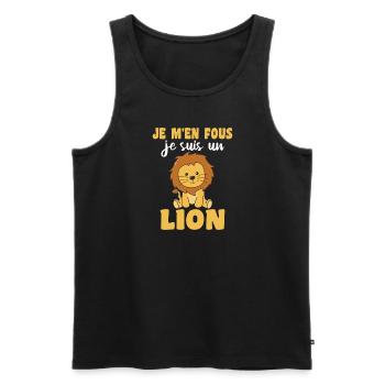 Je m’en fous je suis un lion - sweet lion - Débardeur bio Premium Homme - noir - Devant - Michal (187cm)